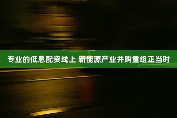 专业的低息配资线上 新能源产业并购重组正当时