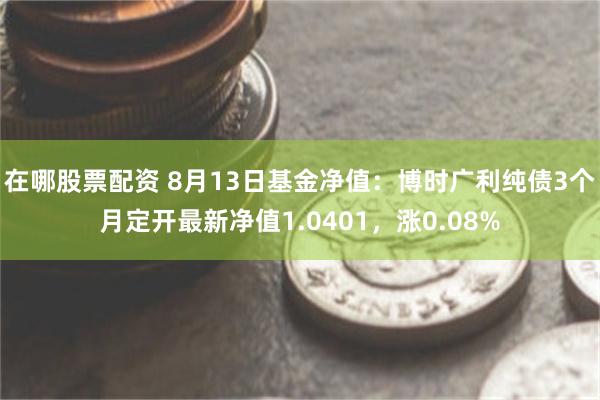 在哪股票配资 8月13日基金净值：博时广利纯债3个月定开最新净值1.0401，涨0.08%