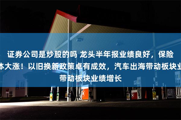 证券公司是炒股的吗 龙头半年报业绩良好，保险板块集体大涨！以旧换新政策卓有成效，汽车出海带动板块业绩增长