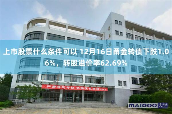 上市股票什么条件可以 12月16日甬金转债下跌1.06%，转股溢价率62.69%